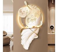 3D wall art with lights Feather Decor, Power Supply Decor with Led Lights, Painting, Living Room Hanging Mural LED, Creative Landscape Sculptures(D,60x120cm/23.6x47.2in)