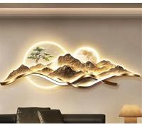 3D wall art with lights Hanging Mural, Power Supply Sculptures with LED Light, Chinese Creative Landscape Picture for Home, Living Room, Study, Bedroom Decor(B,39.4 * 13.8in)