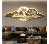 3D wall art with lights Power Supply Hanging Decor, Modern Decor with LED Light, Sculptures for Bedroom, Living Room, Office(A,100x35cm/39.4x13.8in)