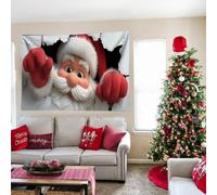 3D Wall-Breaking Santa Claus Banner,Large Christmas Garage Door Cover Banner,3D Wall Santa Claus Christmas Garage Door Decorations Backdrop, Cute Wall Background for Xmas Decor