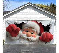 3D Wall-Breaking Santa Claus Banner,Large Christmas Garage Door Cover Banner,3D Wall Santa Claus Christmas Garage Door Decorations Backdrop, Cute Wall Background for Xmas Decor