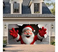 3D Wall-Breaking Santa Claus Banner,Large Christmas Garage Door Cover Banner,3D Wall Santa Claus Christmas Garage Door Decorations Backdrop, Cute Wall Background for Xmas Decor