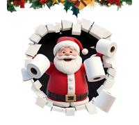3D Wall-Breaking Santa Claus Wall Stickers - Cute Christmas Walls Decals Peel & Stick, 3D Santa Claus Christmas Walls Stickers, Removable Winter Christ Mas Decor for Refrigerator Room