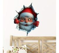 3D Wall-Breaking Santa Claus Wall Stickers | Cute Christmas Walls Stickers Peel and Stick | Snowmen/Reindeer/Santa Breaking Through Wall Design |Removable Christmas Decor for Refrigerator Room