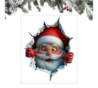 3D Wall-Breaking Santa Claus Wall Stickers, Cute Removable Santa Claus Wall Decal, Peel and Stick, for Christmas Party Kitchen Living Room Bathroom