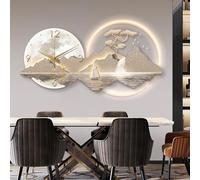 3D Wall Clock Decor Plug in Power Supply Modern Creative Landscape Wall Mural for Living Room Bedroom Entrance