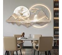 3D Wall Clock Decor Plug in Power Supply Modern Creative Landscape Wall Mural for Living Room Bedroom Entrance