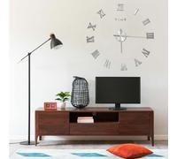 3D Wall Clock EVA Silver 100cm XXL Modern DIY Large Home Decor Mirror SilentQtz