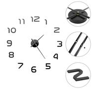 vidaXL 3D Wall Clock Modern Design 100cm XXL Black Home Office Analog Timer