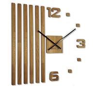3D Wall Clocks DIY Wood Oak Slats Large Wall Clock 60 cm 3D Wall Clock Modern Design EKO Wall Clocks Wall Sticker Decoration Clocks for Office Living Room Bedroom Decorative Item Black Hands