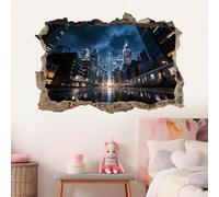 3D Wall Decor, City Streets Removable Wall Sticker Room Architecture Waterproof Mural Decals Wall Hole Decal for Girls Bedroom Nursery Decoration Wallpaper Wedding Decor