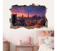 3D Wall Decor, City Streets Removable Wall Sticker Room Sunset View Waterproof Mural Decals Wall Hole Decal for Girls Bedroom Nursery Decoration Wallpaper Wedding Decor