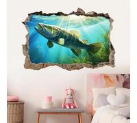 3D Wall Decor, Fish Tattoo Smashed Art Removable Poster Decals, Haiyangguang Waterproof Vinyl Decals Decorations for Home Kids Room Bedroom Bathroom Nursery Decor 45x67cm