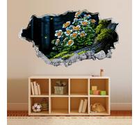 3D Wall Decor Flower Forest Firefly Removable Wall Sticker Room Waterproof Mural Decals Wall Hole Decal for Girls Bedroom Decoration Wallpaper Wedding Decor Gift 43x75cm