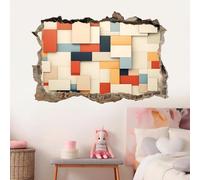 3D Wall Decor, Geometry Removable Wall Sticker Room Retro Art Waterproof Mural Decals Wall Hole Decal for Girls Bedroom Nursery Decoration Wallpaper Wedding Decor