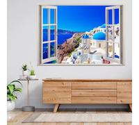 3D Wall Decor Stickers Castle Blue Removable Waterproof Vinyl Floor Decals Wall Stickers 3D Smashed Wall Mural Decals for Kids Bedroom Living Room Home Wall Décor 45x79cm
