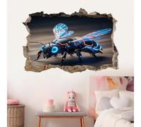 3D Wall Decor Stickers Smashed Bee Wings Wall Sticker Cyberpunk Wall Tattoo for Nursery Wall Décor Girls Kids Baby Bedroom Bathroom Living Room Home Decor 45x67cm