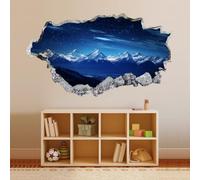 3D Wall Decor Stickers Smashed Snow Mountain Landscape Wall Sticker Wall Tattoo for Nursery Wall Décor Girls Kids Baby Bedroom Bathroom Living Room Home Decor 58x101cm
