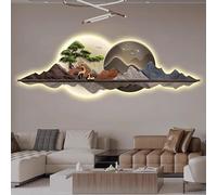 3D Wall Decor with Light Art, Modern Home Landscape Sculpture, Plug-in Power Supply for Entrance and Hallway