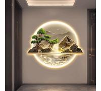 3D Wall Hanging Art Decorations Lamp, Wall Sculptures Wall Hanging Art with LED Light, Glowing Mountain and Water Landscape Hanging Paintings, Tree of Life, for Office,D,50cm/20in