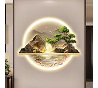 3D Wall Hanging Art Decorations Lamp, Wall Sculptures Wall Hanging Art with LED Light, Glowing Mountain and Water Landscape Hanging Paintings, Tree of Life, for Office,D,50cm/20in