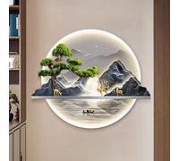 3D Wall Hanging Art Decorations Lamp, Wall Sculptures Wall Hanging Art with LED Light, Glowing Mountain and Water Landscape Hanging Paintings, Tree of Life, for Office,D,50cm/20in