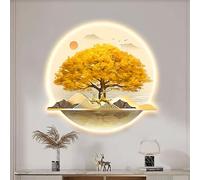 3D Wall Hanging Art Decorations Lamp, Wall Sculptures Wall Hanging Art with LED Light, Glowing Mountain and Water Landscape Hanging Paintings, Tree of Life, for Office,D,50cm/20in