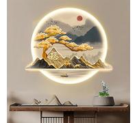 3D Wall Hanging Art Decorations Lamp, Wall Sculptures Wall Hanging Art with LED Light, Glowing Mountain and Water Landscape Hanging Paintings, Tree of Life, for Office,D,50cm/20in