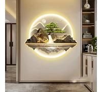3D Wall Hanging Art Decorations Lamp, Wall Sculptures Wall Hanging Art with LED Light, Glowing Mountain and Water Landscape Hanging Paintings, Tree of Life, for Office,D,50cm/20in