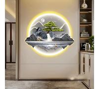 3D Wall Hanging Art Decorations Lamp, Wall Sculptures Wall Hanging Art with LED Light, Glowing Mountain and Water Landscape Hanging Paintings, Tree of Life, for Office,D,50cm/20in