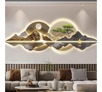 3D Wall Hanging Art with LED Light - Modern Chinese Landscape Decor,art with warm lights,wall decorative suitable for living room,bedroom and office