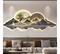 3D Wall Hanging Art with LED Light - Modern Chinese Landscape Decor,art with warm lights,wall decorative suitable for living room,bedroom and office