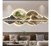 3D Wall Hanging Art with LED Light - Modern Chinese Landscape Decor,art with warm lights,wall decorative suitable for living room,bedroom and office