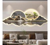 3D Wall Hanging Art with LED Light - Modern Chinese Landscape Decor,art with warm lights,wall decorative suitable for living room,bedroom and office