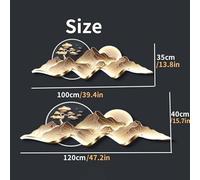 3D Wall Hanging Mural with LED Light, Chinese Landscape Decor for Living Room, Study, Bedroom - Plug-in Power Supply, 120 x 40 CM