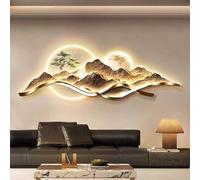 3D Wall Hanging Mural with LED Light, Creative Chinese Landscape Picture for Home, Living Room, Study, Bedroom Decor, Plug-in Power Supply