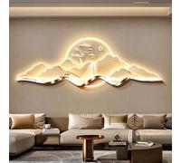 3D Wall Hanging Mural with LED Light, Creative Chinese Landscape Picture for Home, Living Room, Study, Bedroom Decor, Plug-in Power Supply