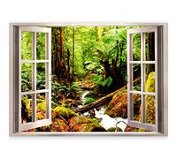 3D WALL ILLUSION murando 140x100 cm Wallpaper Mural Photo Print Window View Optical Illusion Design Wall Mural Art Print Wall Decoration Poster Nature Forest c-C-0083-c-a