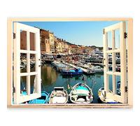 3D WALL ILLUSION murando 140x100 cm Wallpaper Mural Photo Print Window View Optical Illusion Design Wall Mural Art Print Wall Decoration Poster Architecture City Landscape d-C-0036-c-a