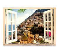 3D WALL ILLUSION murando 210x150 cm Wallpaper Mural Photo Print Window View Optical Illusion Design Wall Mural Art Print Wall Decoration Poster Architecture City Landscape d-C-0039-c-a