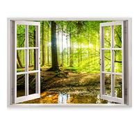 3D WALL ILLUSION murando 210x150 cm Wallpaper Mural Photo Print Window View Optical Illusion Design Wall Mural Art Print Wall Decoration Poster Nature Forest c-C-0084-c-a