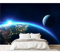 3D Wall Mural 365x254cm Silk Wallpaper Earth Horizon Moon Photo Picture Wall Covering Murals Home Decorations for Bedrooms Living Room Posters (Non-Self-Adhesive)