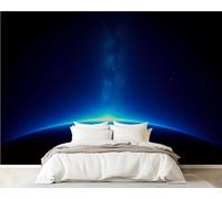 3D Wall Mural 365x254cm Silk Wallpaper Earth Sunrise Space Photo Picture Wall Covering Murals Home Decorations for Bedrooms Living Room Posters (Non-Self-Adhesive)