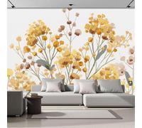 3D Wall Mural A Cluster Of Wildflowers Pattern Print Photo Wallpaper, Yellow Silk Fabric Mural Decoration Poster Picture, Design Simple Illustration 200x140cm Murals for Living Room Kids Bedroom
