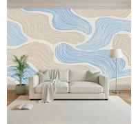 3D Wall Mural Abstract Geometric Stripe Texture Photo Wallpaper, Non-Woven Wall Mural Decoration Poster Picture Design Modern Blue Geometric 500X280Cm(W X H) Murals for Living Room Bedroom