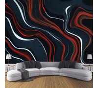 3D Wall Mural Abstract Line Drawing Science Fiction Wave Geometry Photo Wallpaper, Black Non-Woven Wall Mural Decoration Poster Modern 200X140Cm (W X H) Wallpaper For Living Room Kids Bedroom