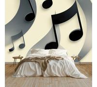 3D Wall Mural Abstract Musical Notes Music Art Modern 350 x 256 cm Luxury Non-Woven Wall Covering - Decoration Photo Wallpaper Picture, Ideal for Living Room Kids Bedroom Home Decor Beige