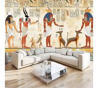 3D Wall Mural Ancient Egyptian Murals Anubis Jackal Print Photo Wallpaper, Light Yellow Non-Woven Wall Mural Decoration Poster Picture Design Modern 300 x 210 cm Mural for livingroom Kids Bedroom