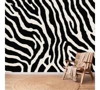 3D Wall Mural Animal Print Modern Photo Wallpaper, Zebra Print Stripe Geometric Non-Woven Wall Mural Decoration Poster Picture Design Modern 350 x 256 cm (W x H) Mural for Living Room