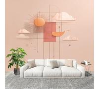 3D Wall Mural Art Wall Decor Removable Wallpaper Abstract Geometry Art Modern Non-Woven Fabrics Easy to Clean Mural Light Pink Murals for Classroom Bathroom Apartment 250x175cm